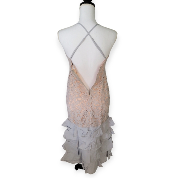 Anthropologie Endless Rose Lace Overlay/Ruffle Bottom Midi Dress - Picture 6 of 14